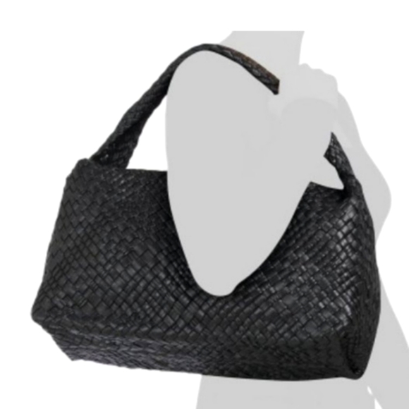 NWT FALOR Firenze Black Made In Italy Leather Woven Bag F3026 - Picture 5 of 16